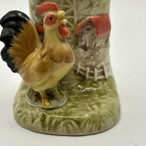 Vintage Otagiri Rooster Windmill Farm Japan, Hand Crafted Vase (L3)CP#8683